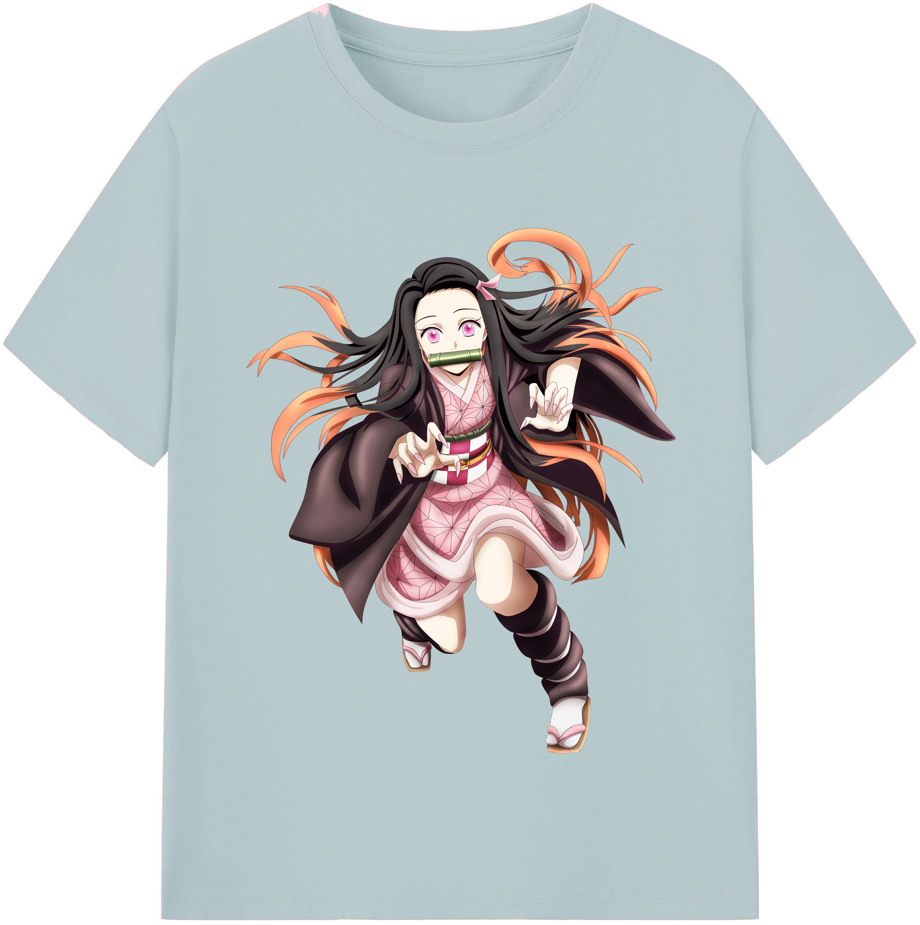 （画像用） 鬼滅の刃（きめつのやいば）竈門 禰󠄀豆子／かまど ねずこ Kamado Nezuko 綿100％半袖Tシャツ（フロントプリント）